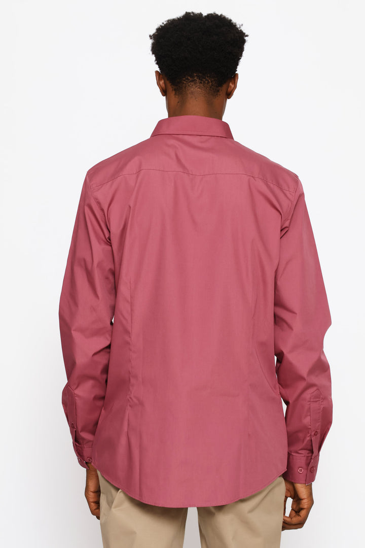 Slim Fit Easy Care Long Sleeve Shirt - Dry Rose