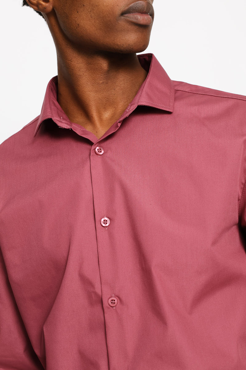 Slim Fit Easy Care Long Sleeve Shirt - Dry Rose