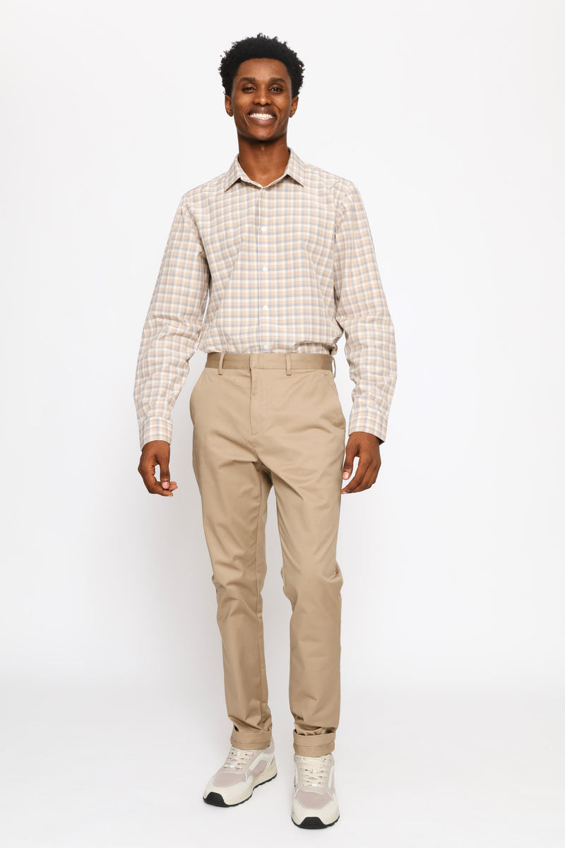 Long Sleeve Multi Check Printed Shirt - Cream