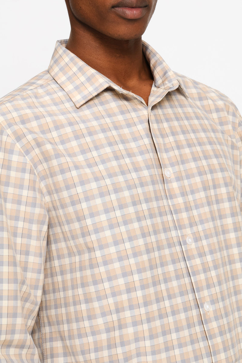 Long Sleeve Multi Check Printed Shirt - Cream