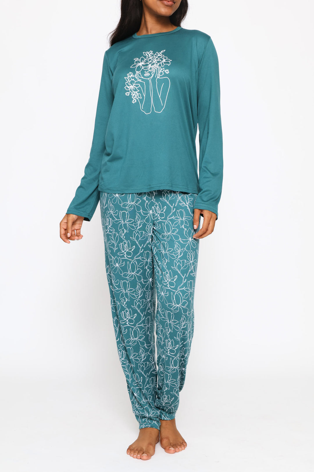 Soft Touch Long Sleeve Top & Pant Set - Emerald