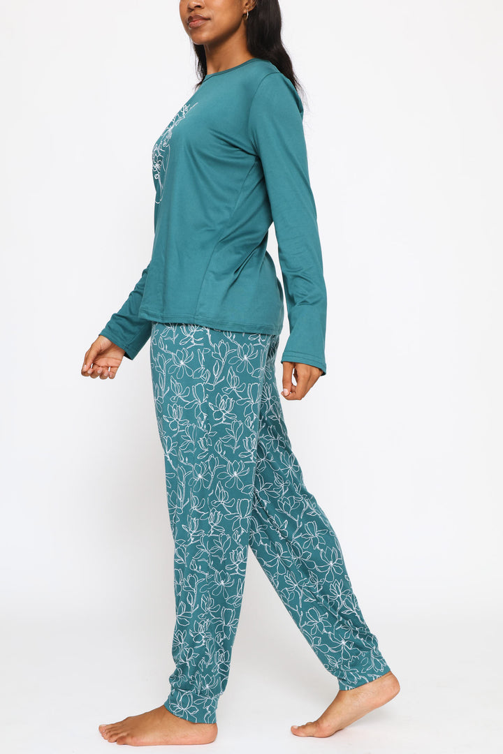 Soft Touch Long Sleeve Top & Pant Set - Emerald