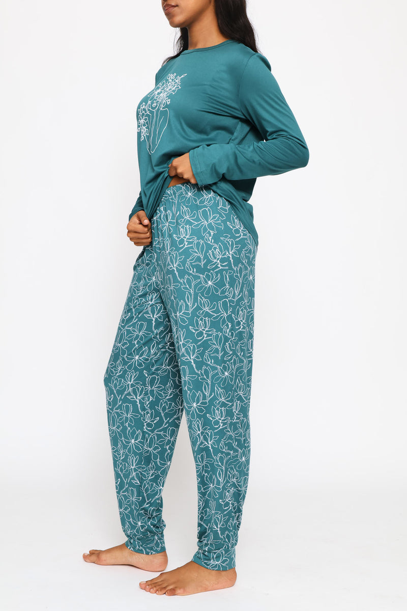 Soft Touch Long Sleeve Top & Pant Set - Emerald