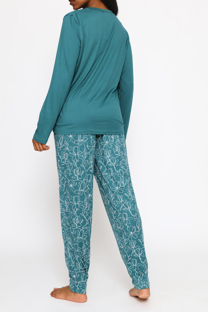 Soft Touch Long Sleeve Top & Pant Set - Emerald