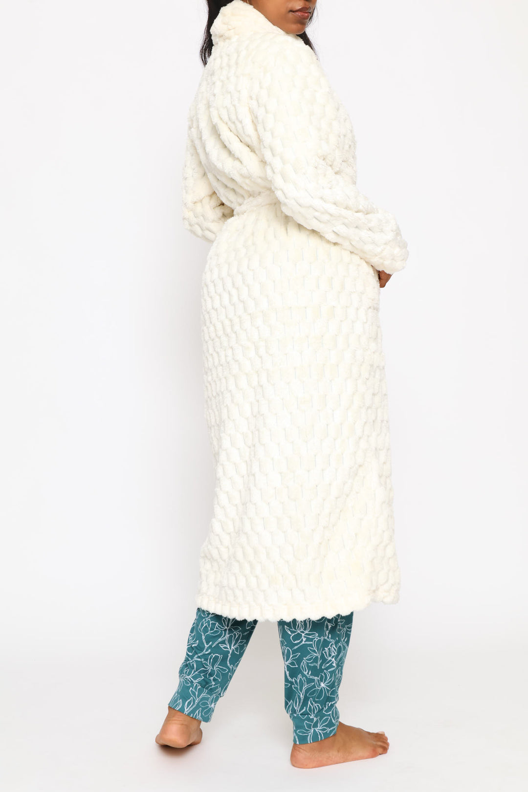 Chunky Waffle Wrap Gown - Cream