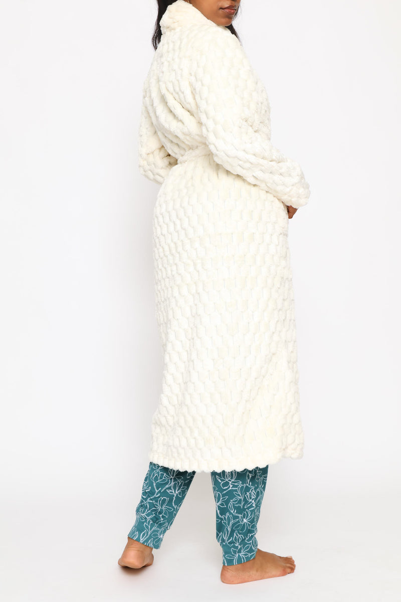 Chunky Waffle Wrap Gown - Cream