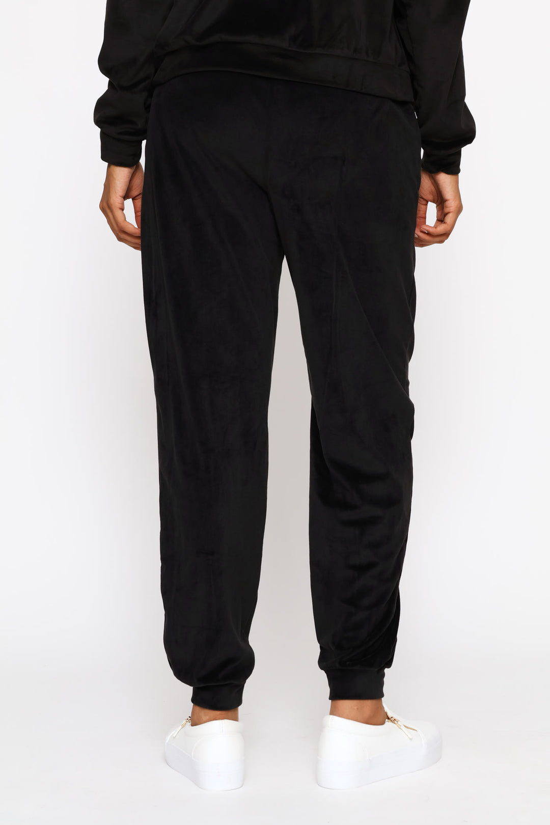 Pintuck Velour Jogger - Black