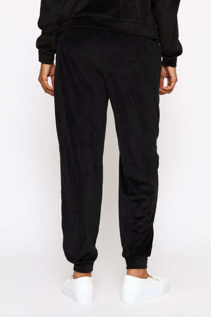 Pintuck Velour Jogger - Black