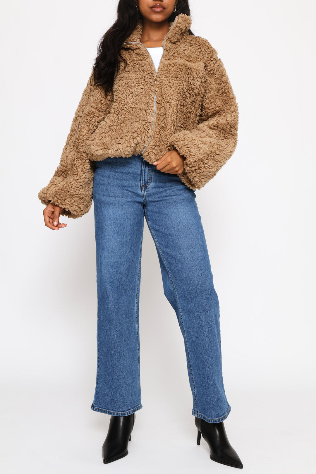 Zip Through Jacket - Dark Beige