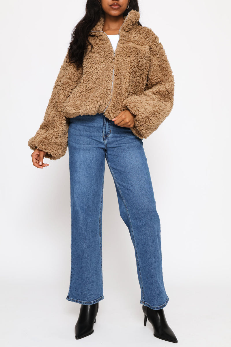 Zip Through Jacket - Dark Beige