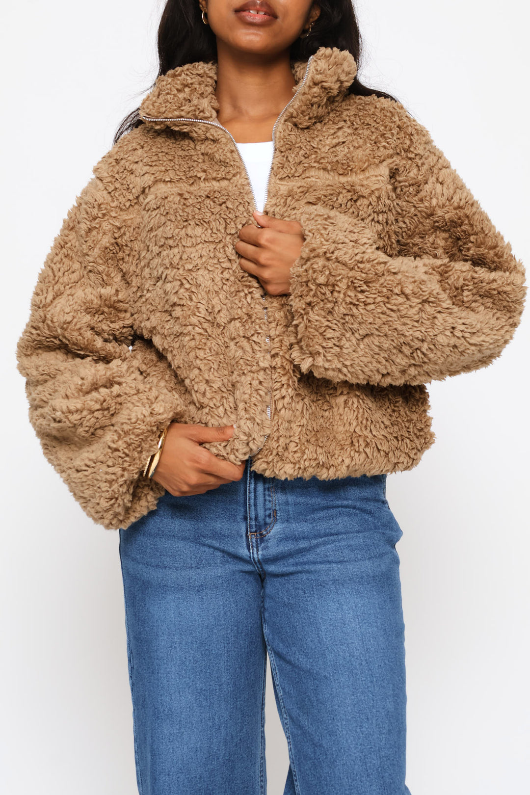 Zip Through Jacket - Dark Beige