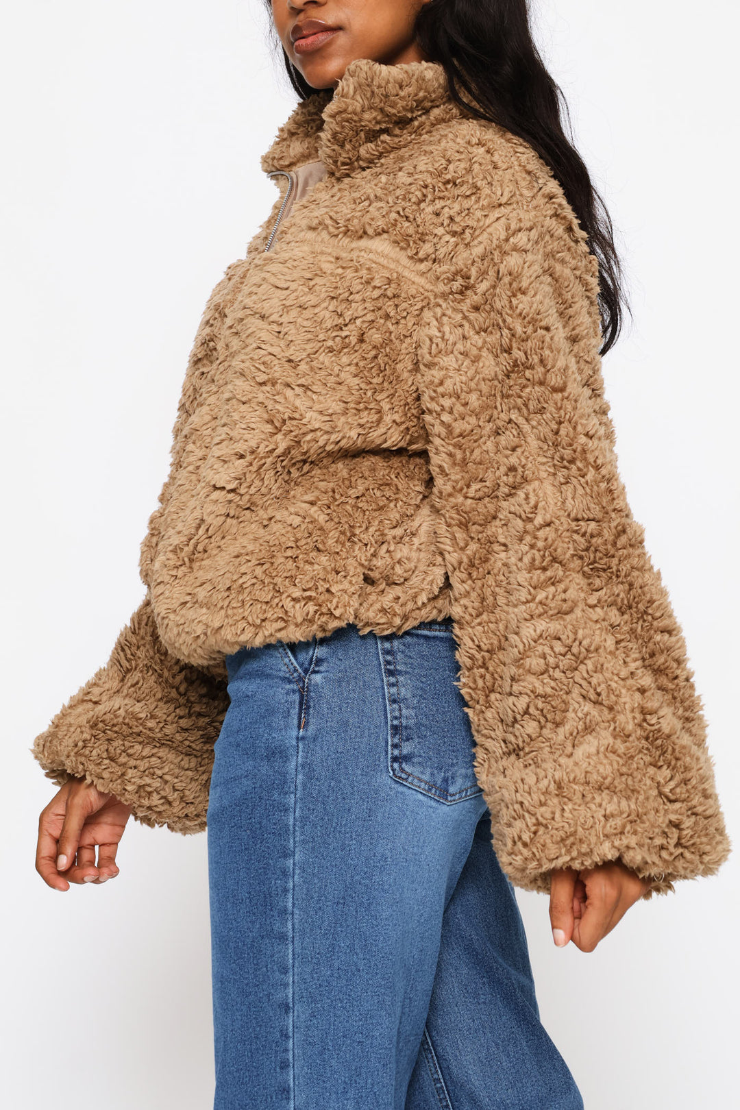 Zip Through Jacket - Dark Beige