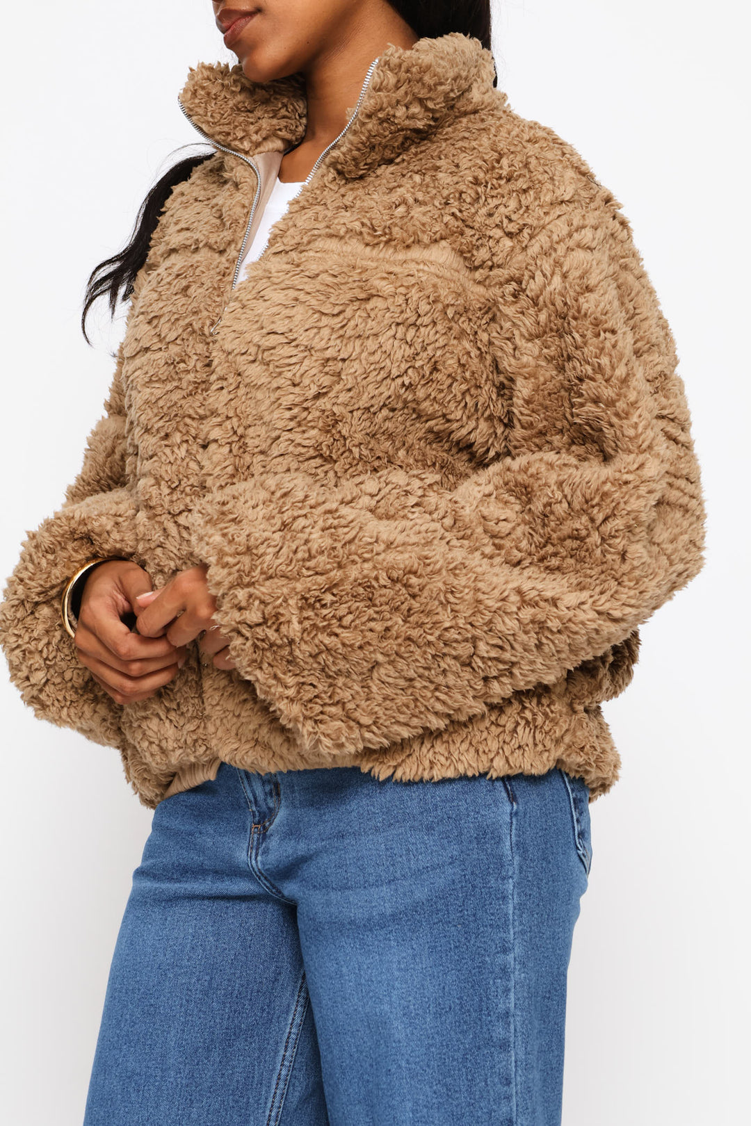 Zip Through Jacket - Dark Beige