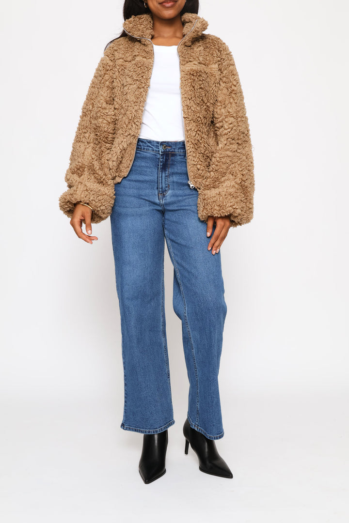 Zip Through Jacket - Dark Beige