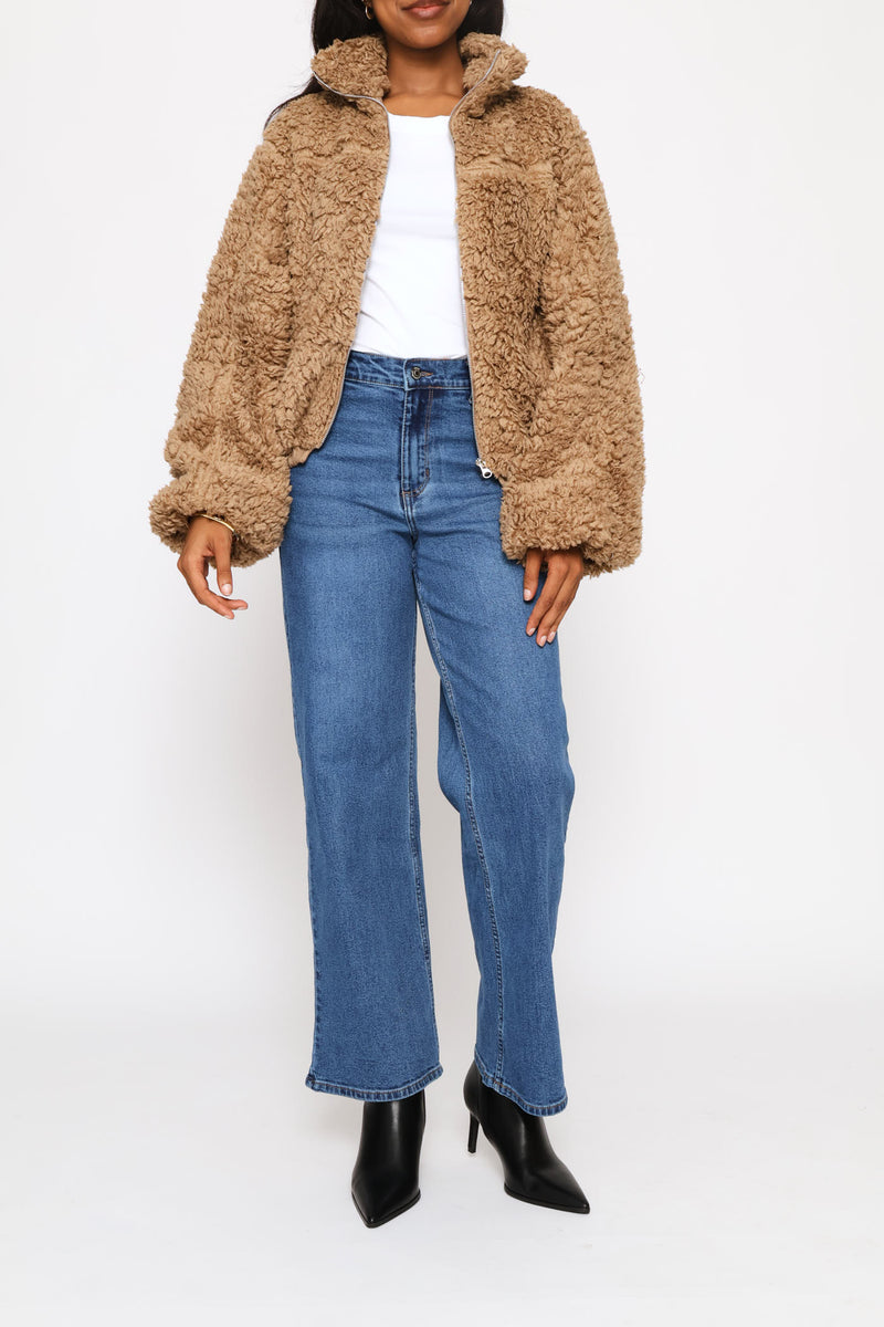 Zip Through Jacket - Dark Beige
