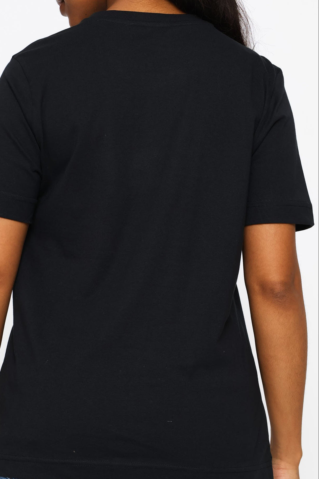 Rib Neck Boxy Tee - Black