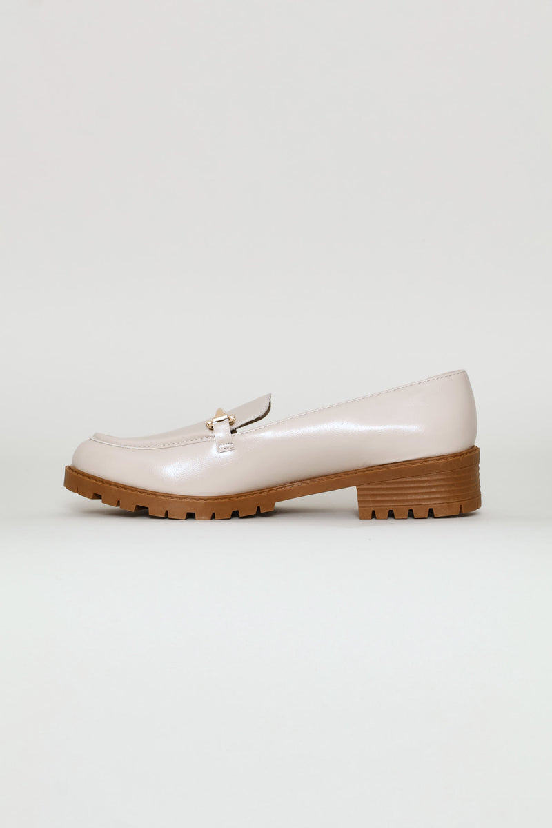 Shiny Bar Trim Loafer - Off White