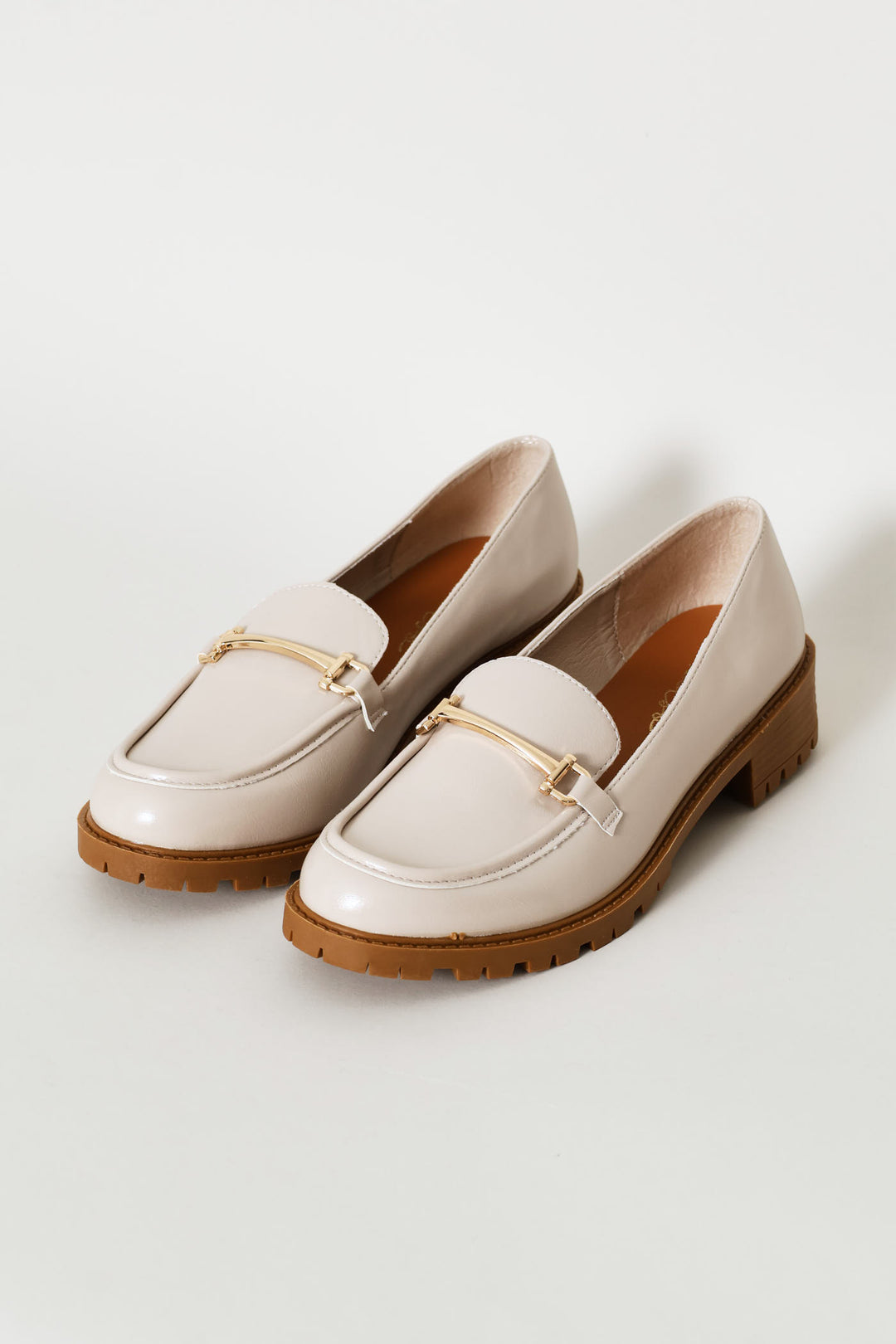 Shiny Bar Trim Loafer - Off White