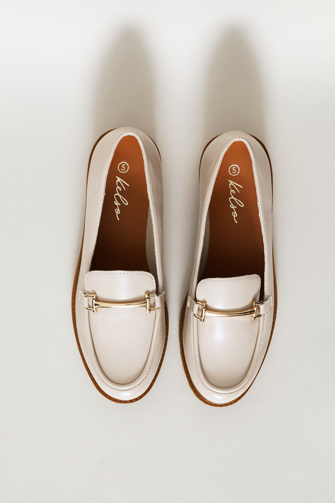 Shiny Bar Trim Loafer - Off White