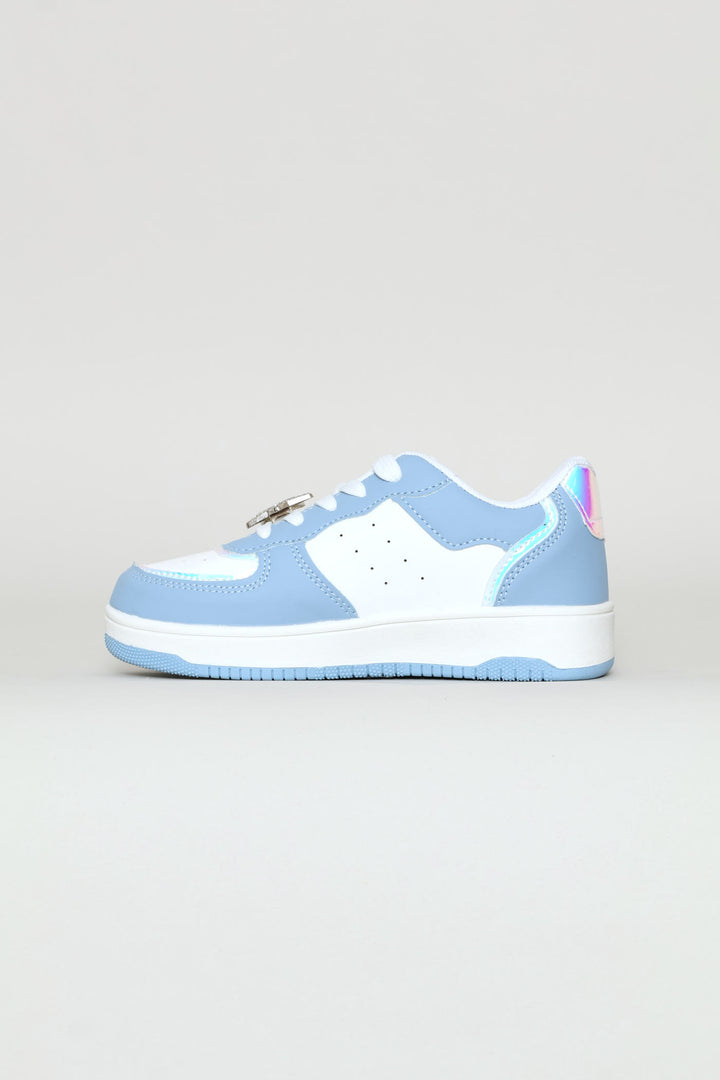 Girls Embellished Court Sneaker - Blue/White