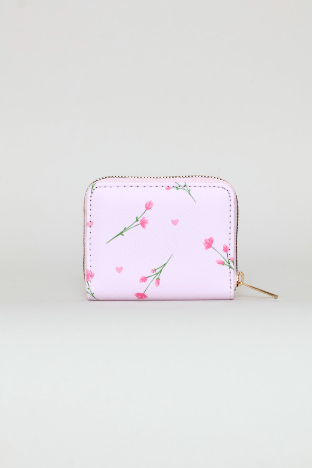 Floral Print Small Zip Around Purse - Light Pink
