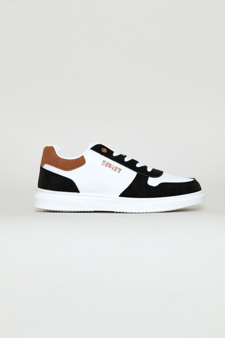 Boys Society Sneaker - White/Mocha