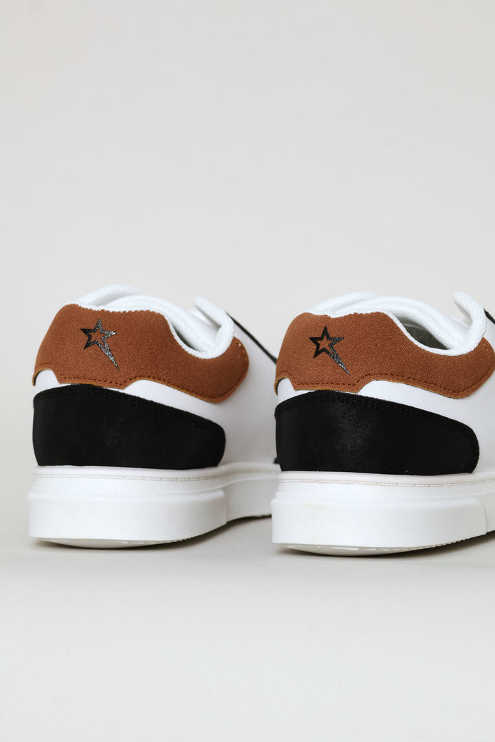 Boys Society Sneaker - White/Mocha