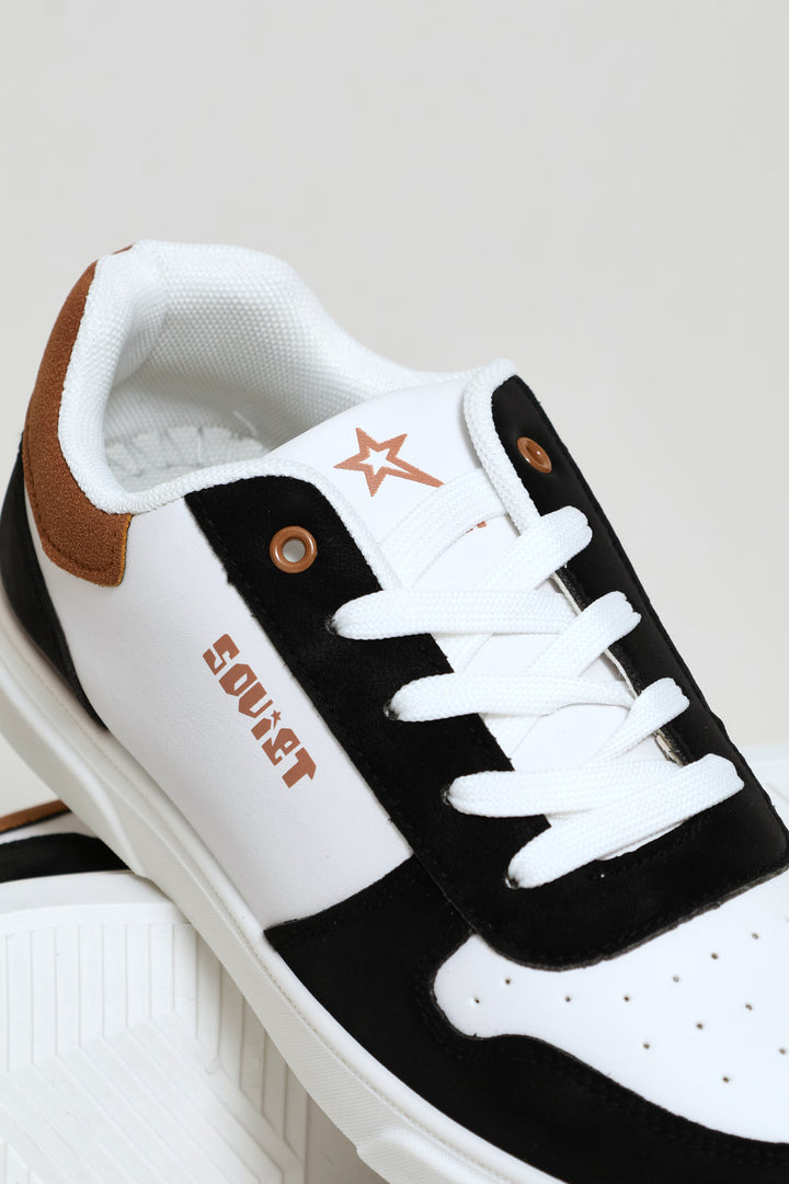 Boys Society Sneaker - White/Mocha