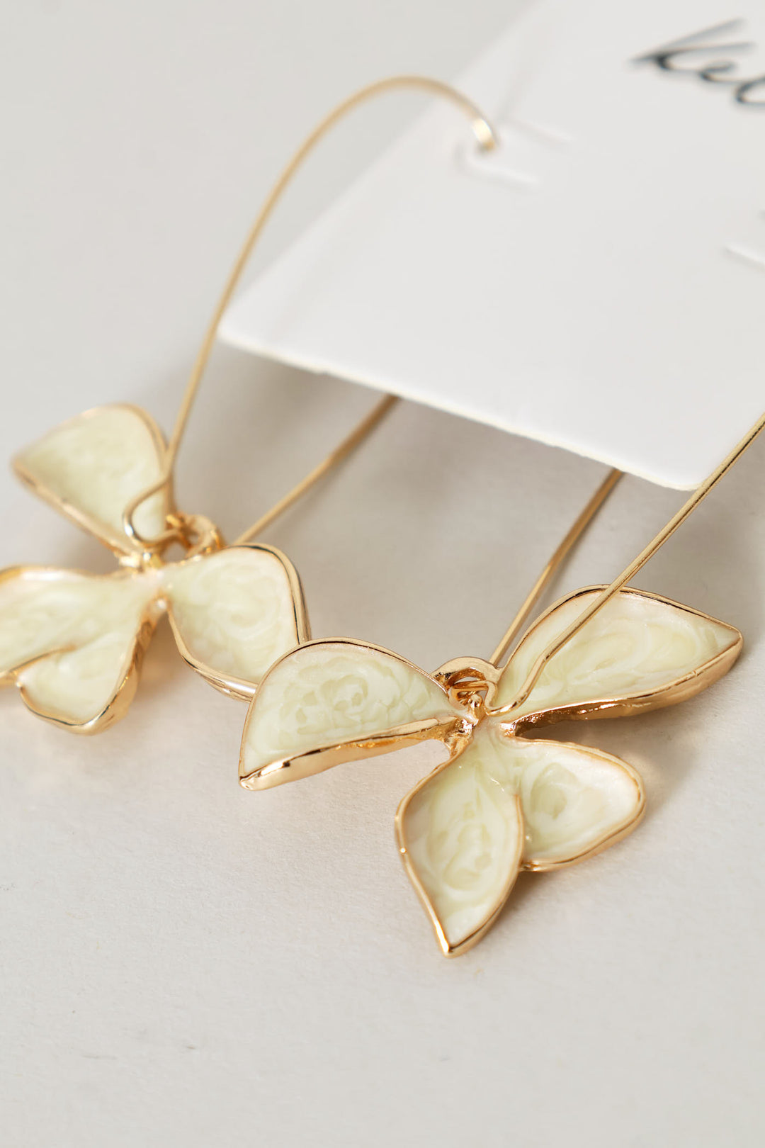 3 Petal Hanging Flower Earrings - Gold