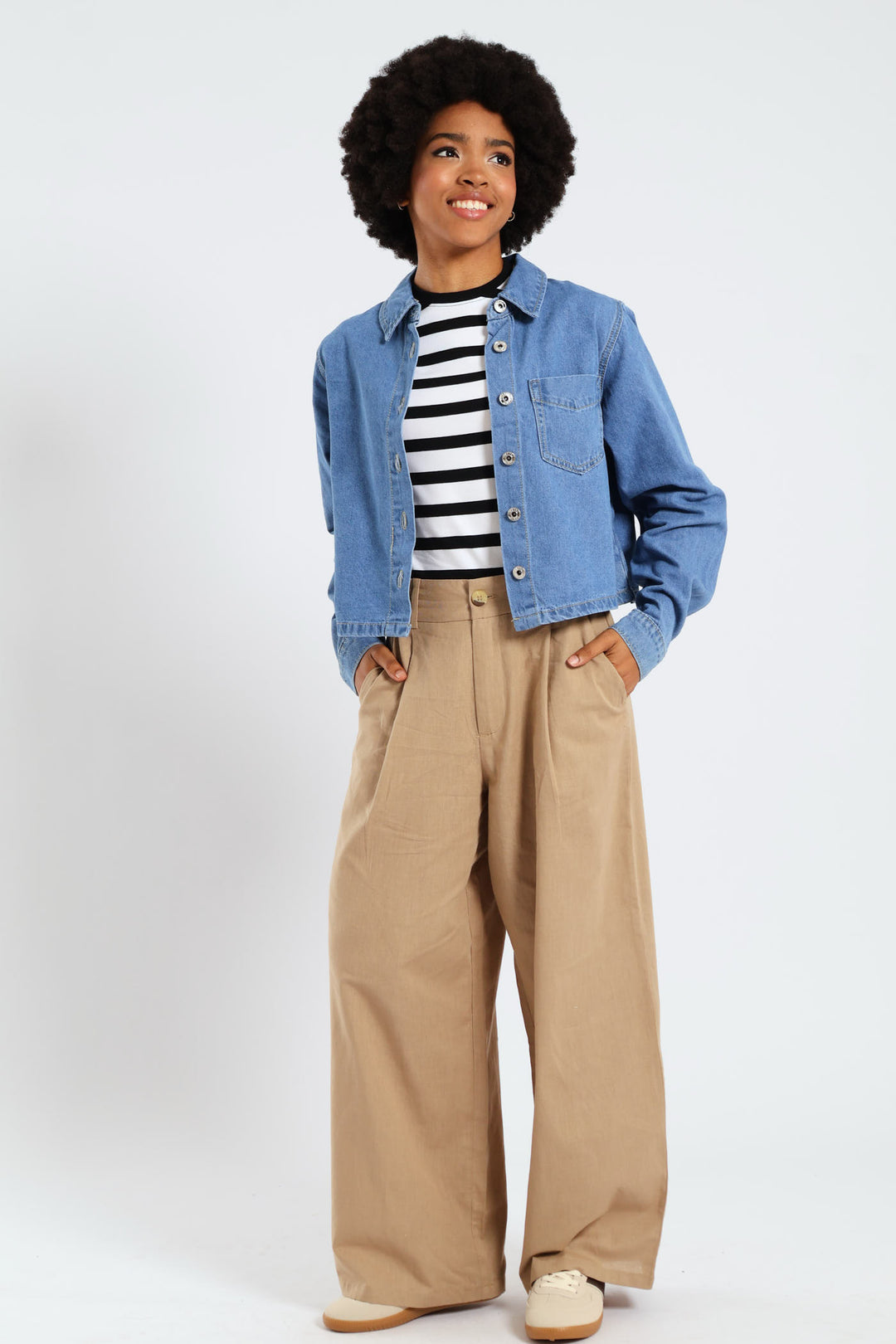 Button Through Denim Shirt - Mid Blue