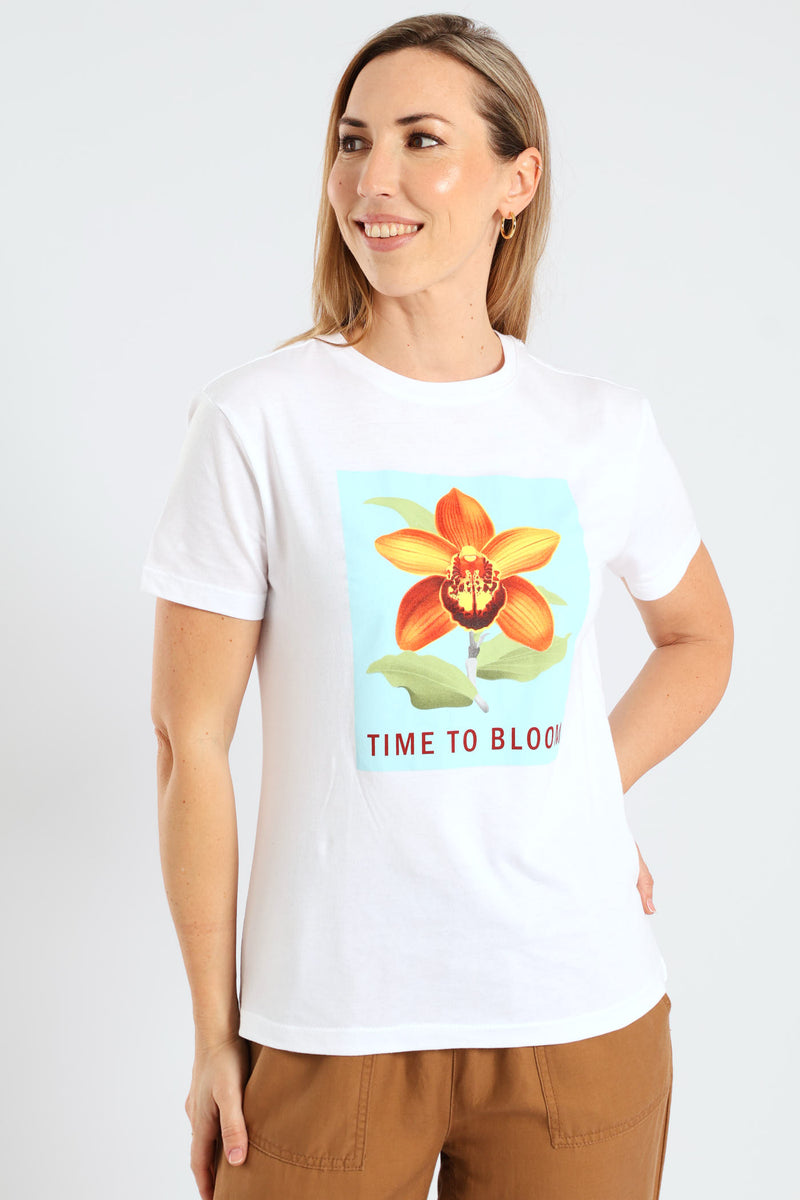 Orchid Flower Tee - White