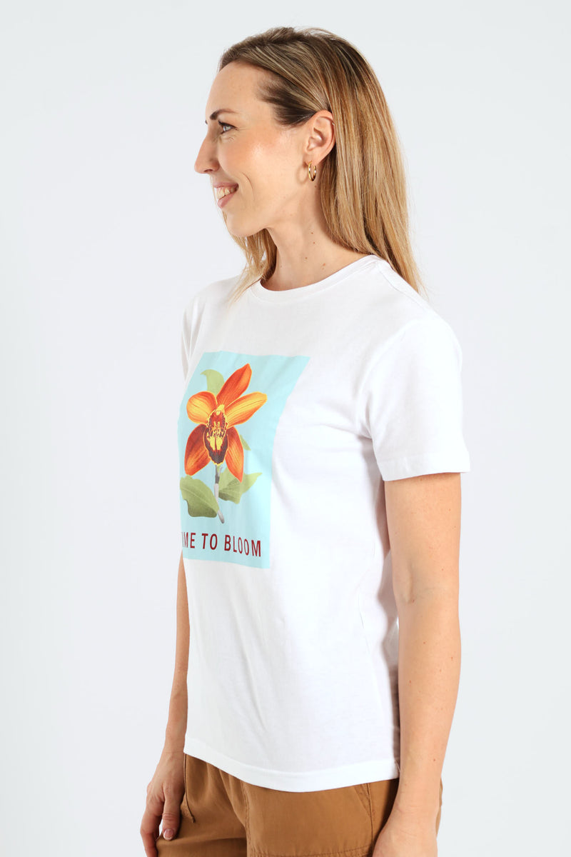 Orchid Flower Tee - White