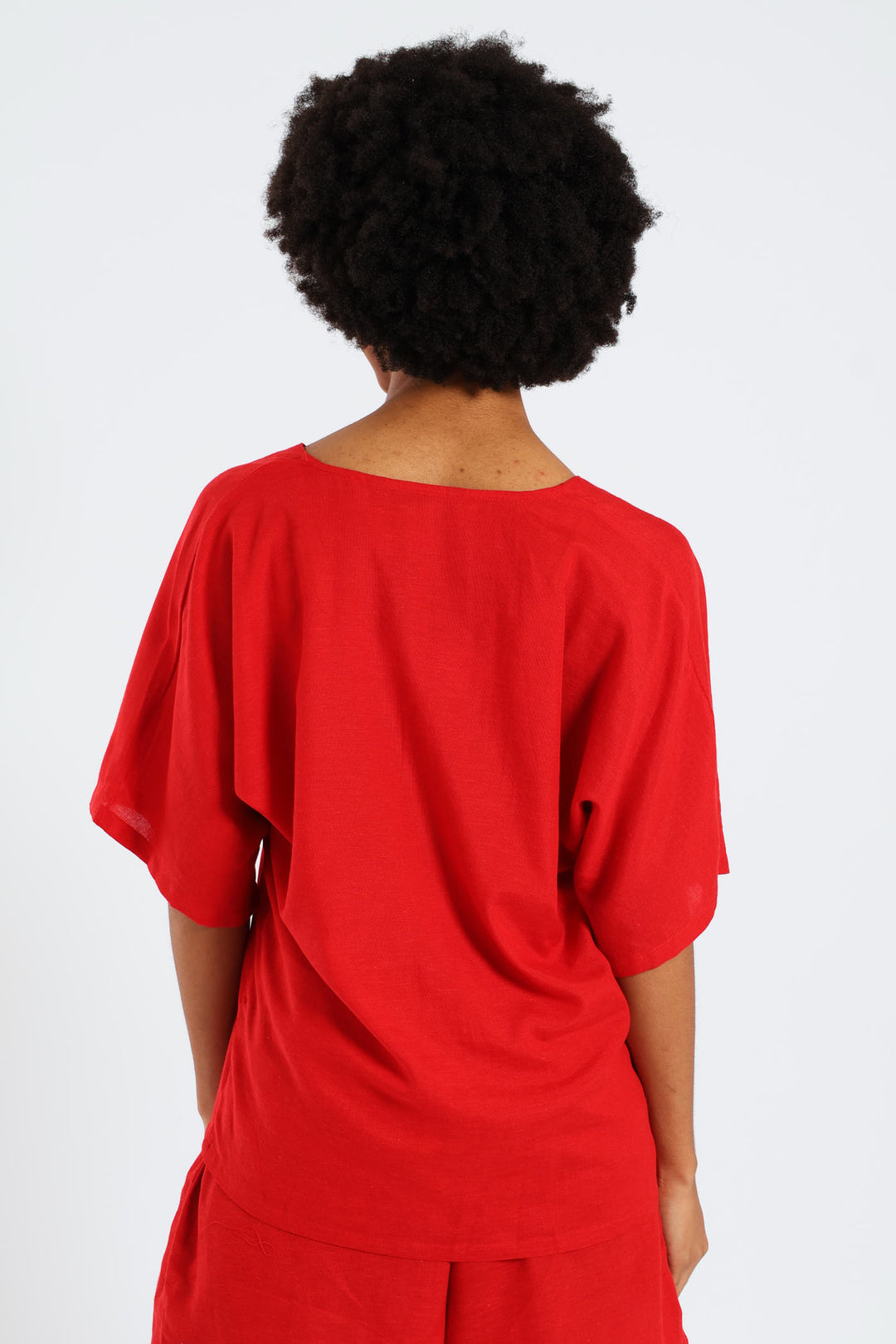 Oversized Tie Front Shirt - Red