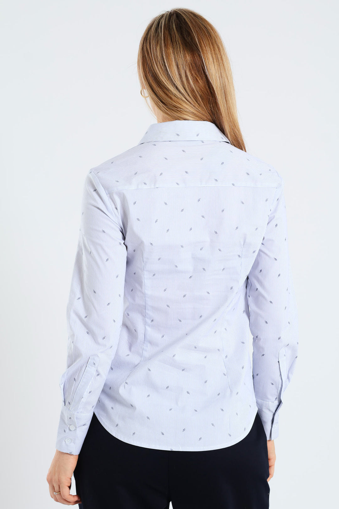 Classic Formal Stripe Geo Shirt - Light Blue