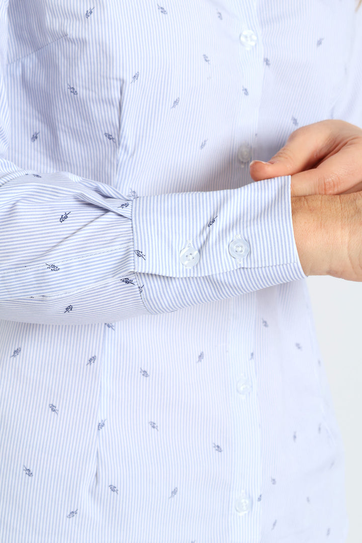 Classic Formal Stripe Geo Shirt - Light Blue
