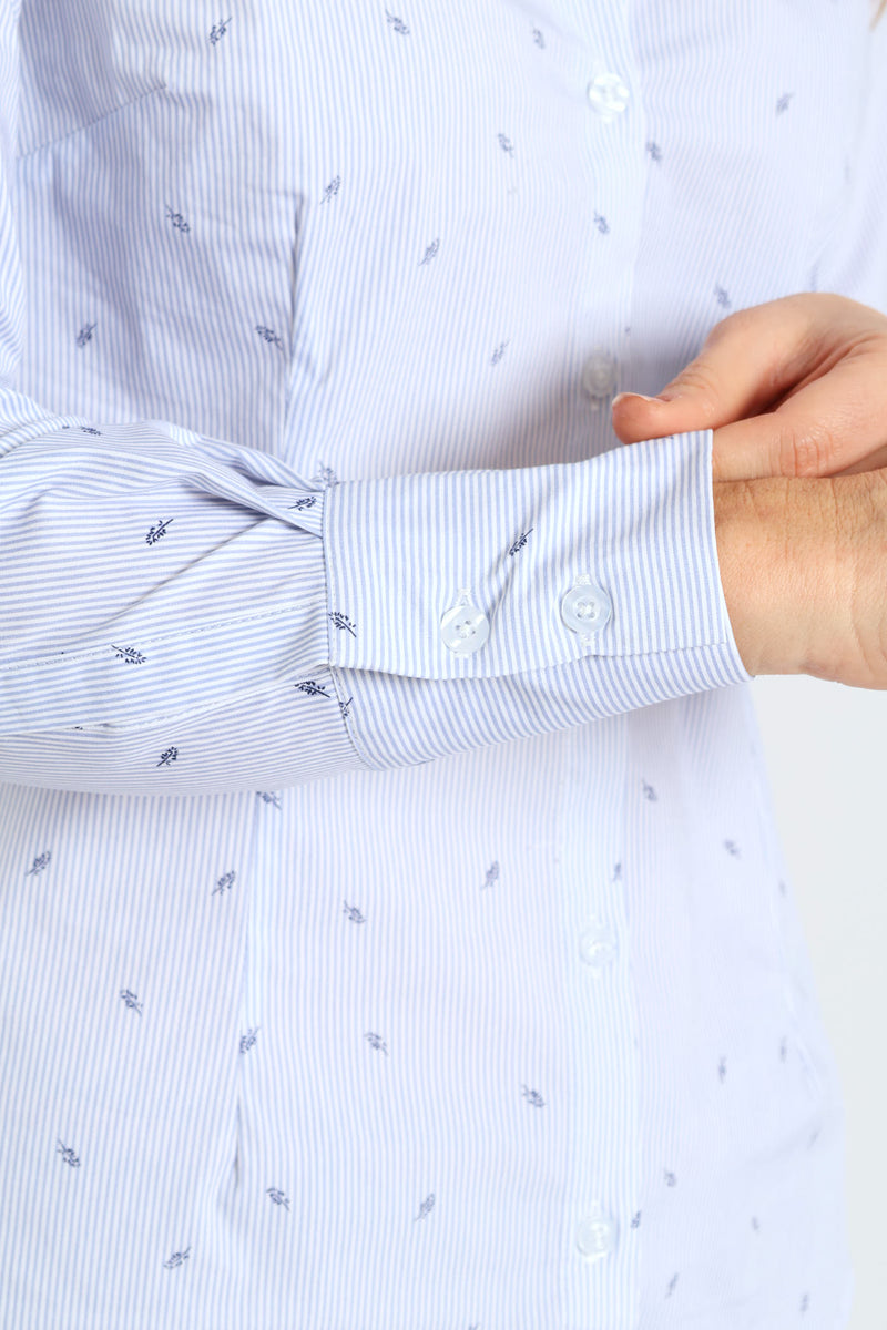 Classic Formal Stripe Geo Shirt - Light Blue