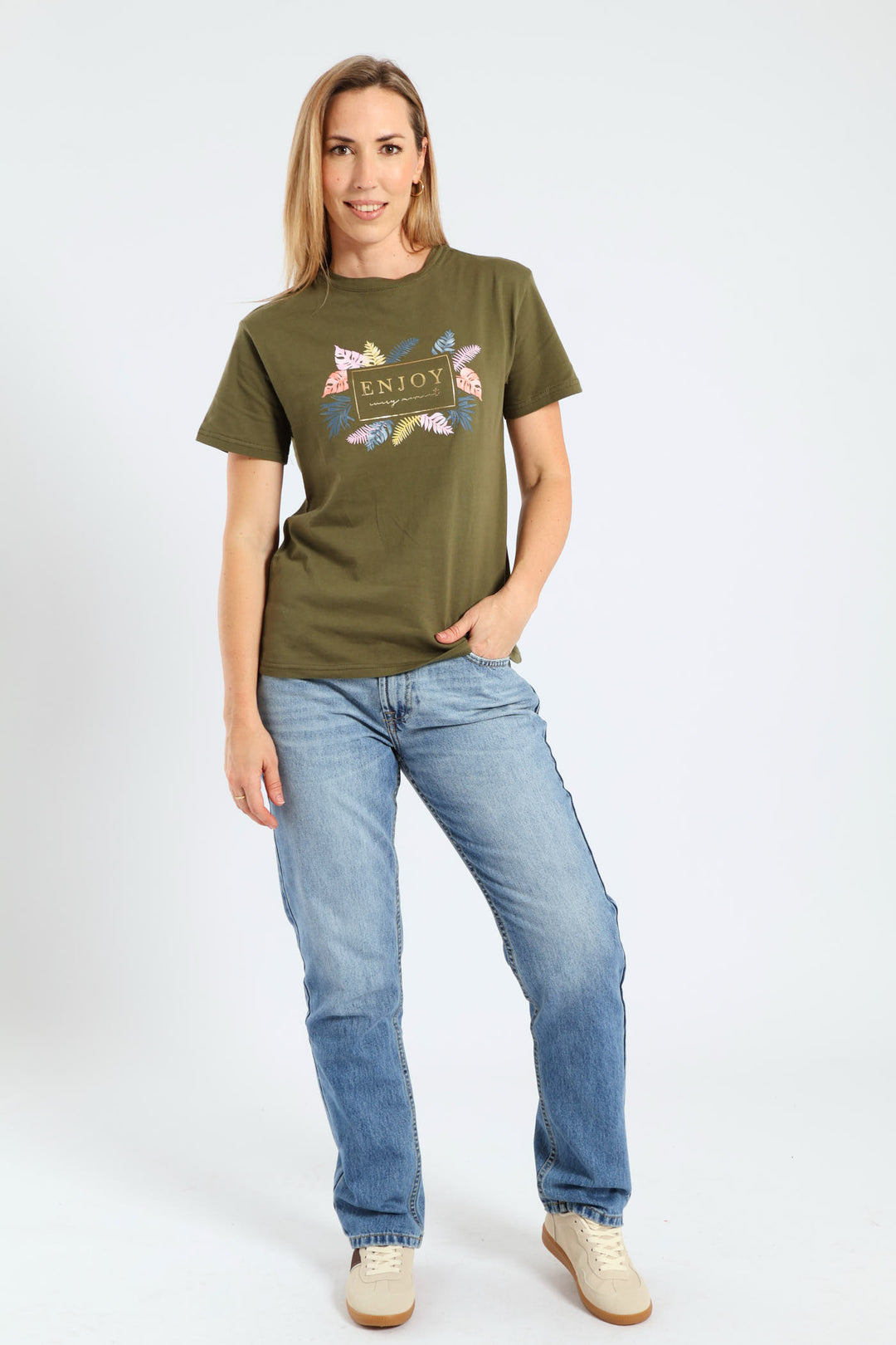 Enjoy Every Moment Foil Tee - Dark Fatigue