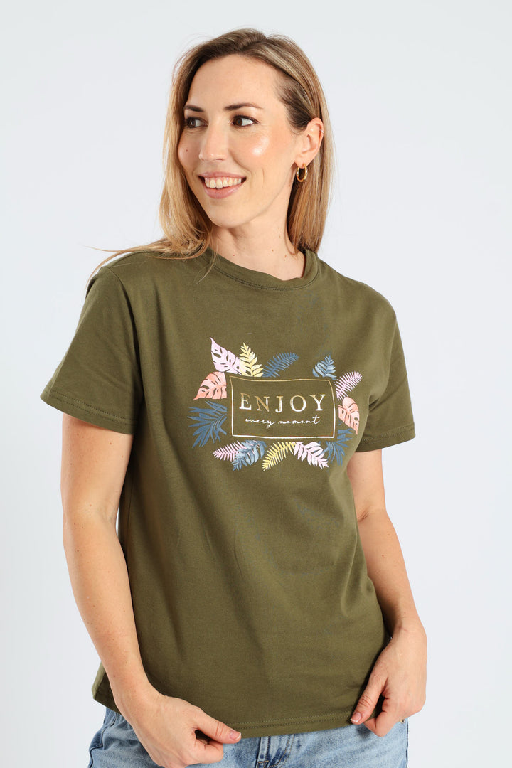 Enjoy Every Moment Foil Tee - Dark Fatigue