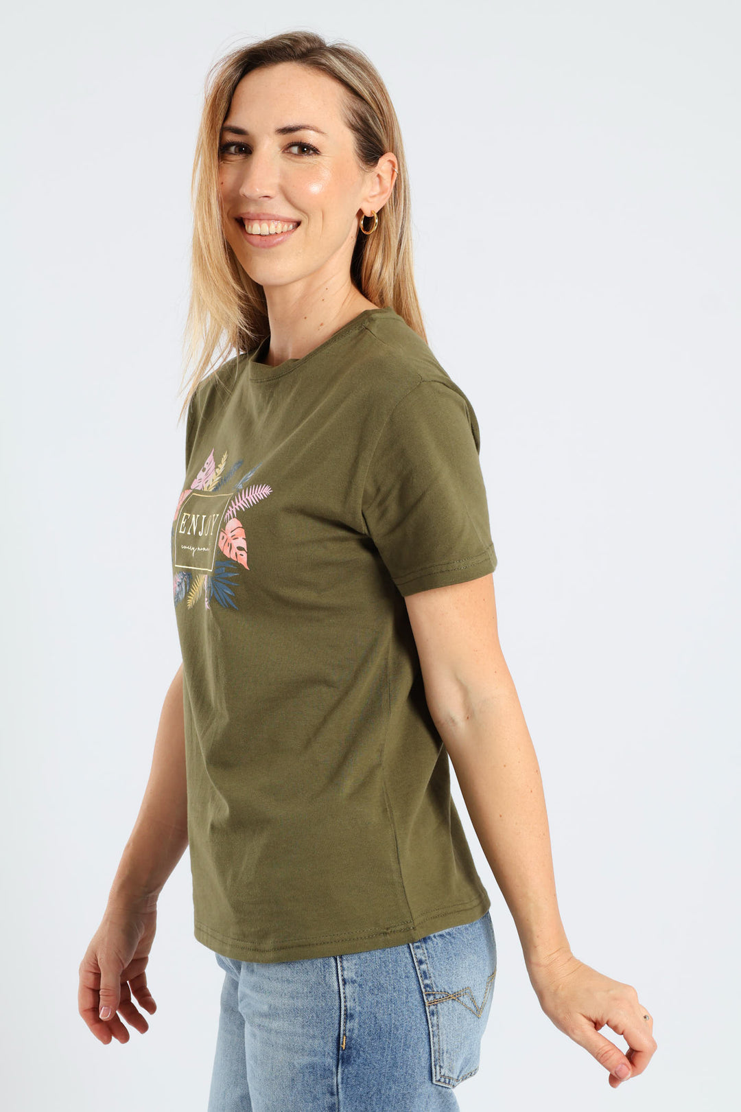 Enjoy Every Moment Foil Tee - Dark Fatigue