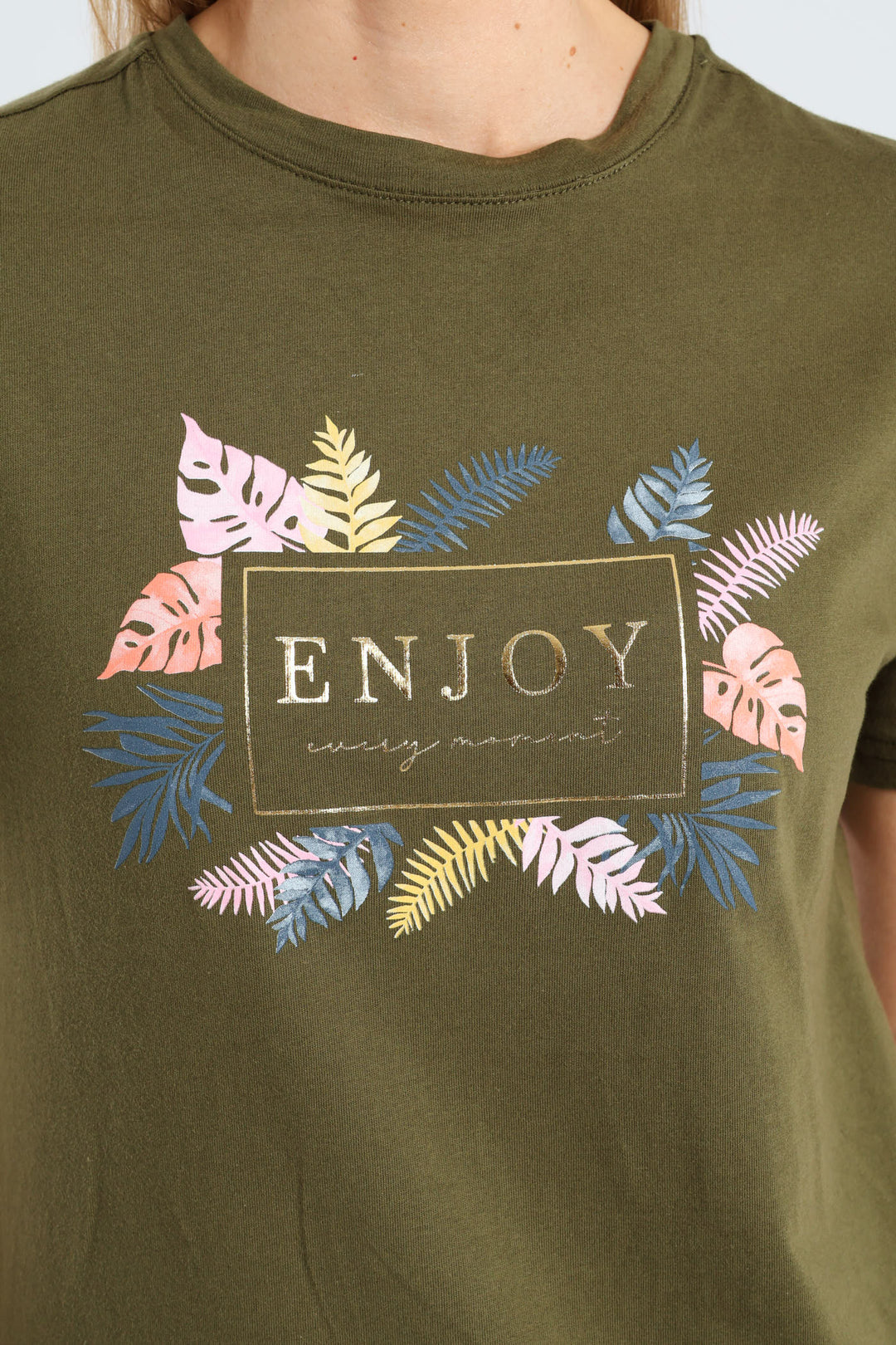 Enjoy Every Moment Foil Tee - Dark Fatigue