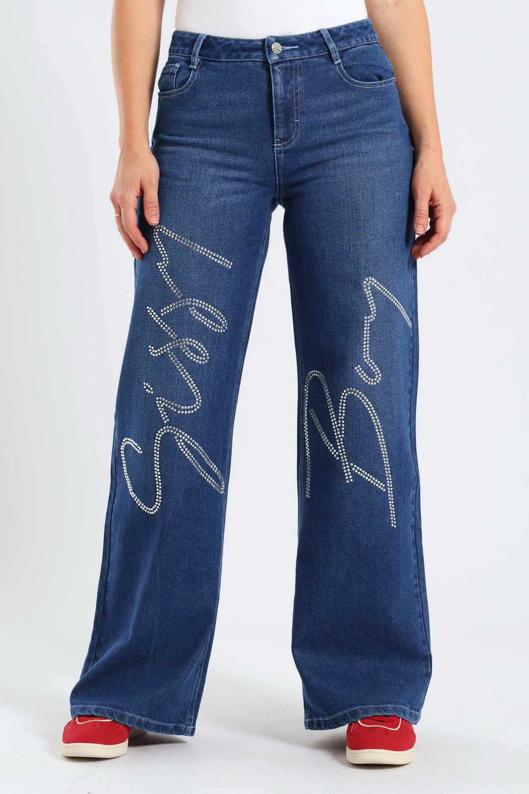High Waist Wide Leg Denim - Mid Blue