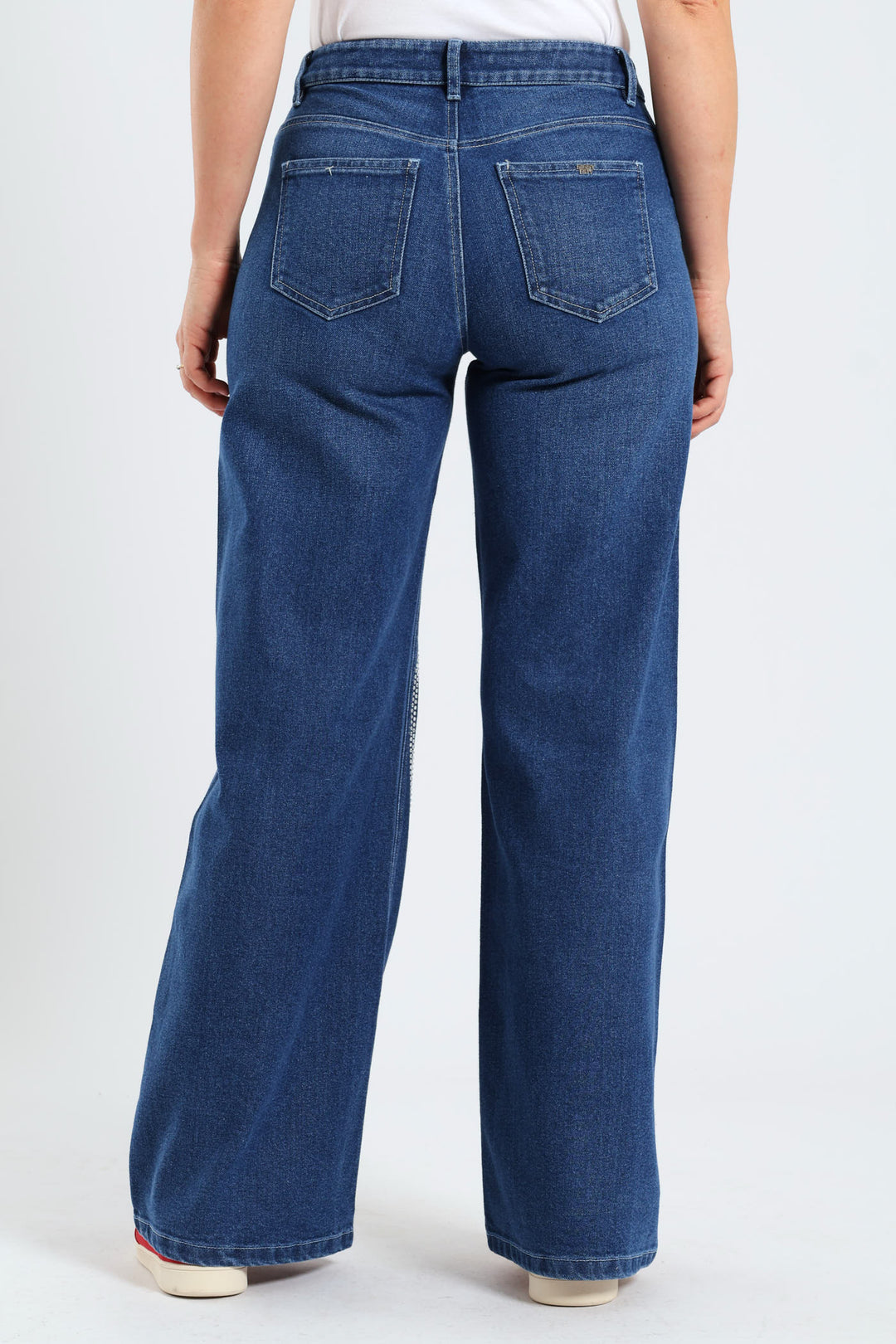High Waist Wide Leg Denim - Mid Blue