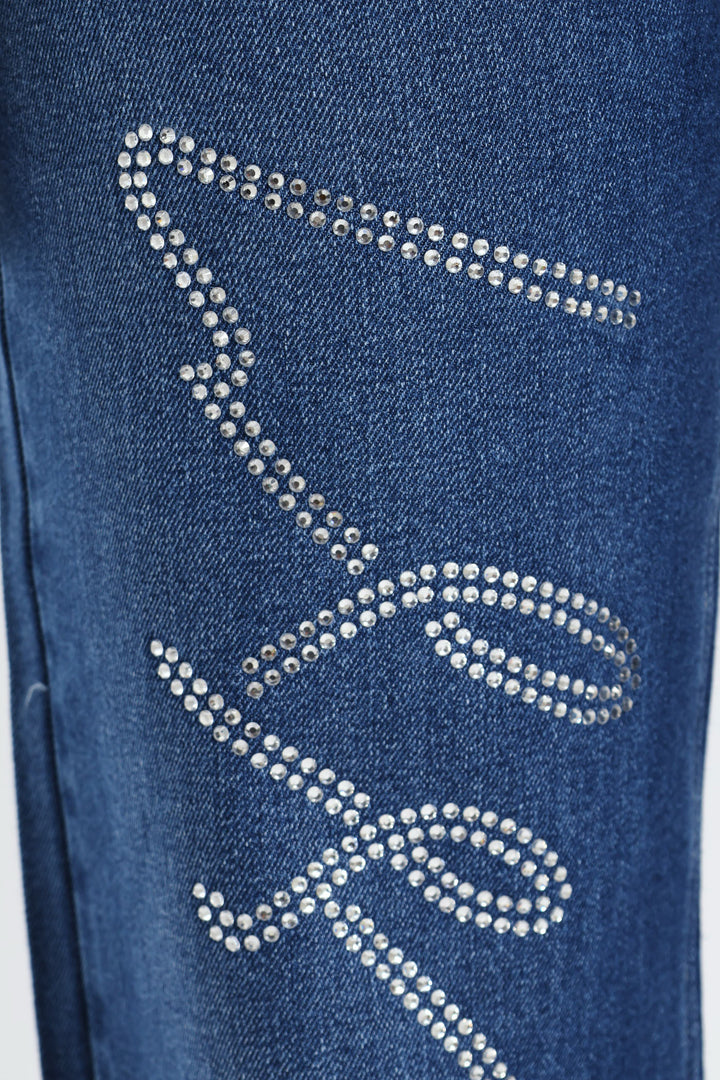 High Waist Wide Leg Denim - Mid Blue