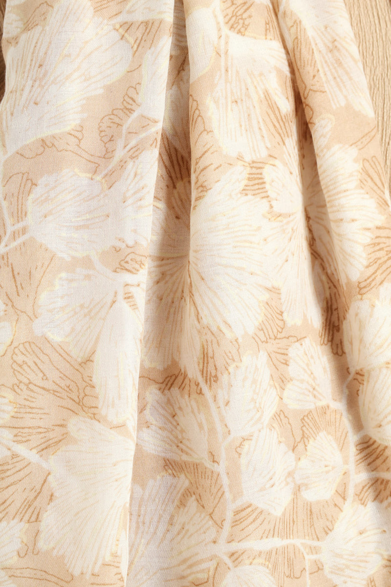 Floral Foil Print Scarf - Stone