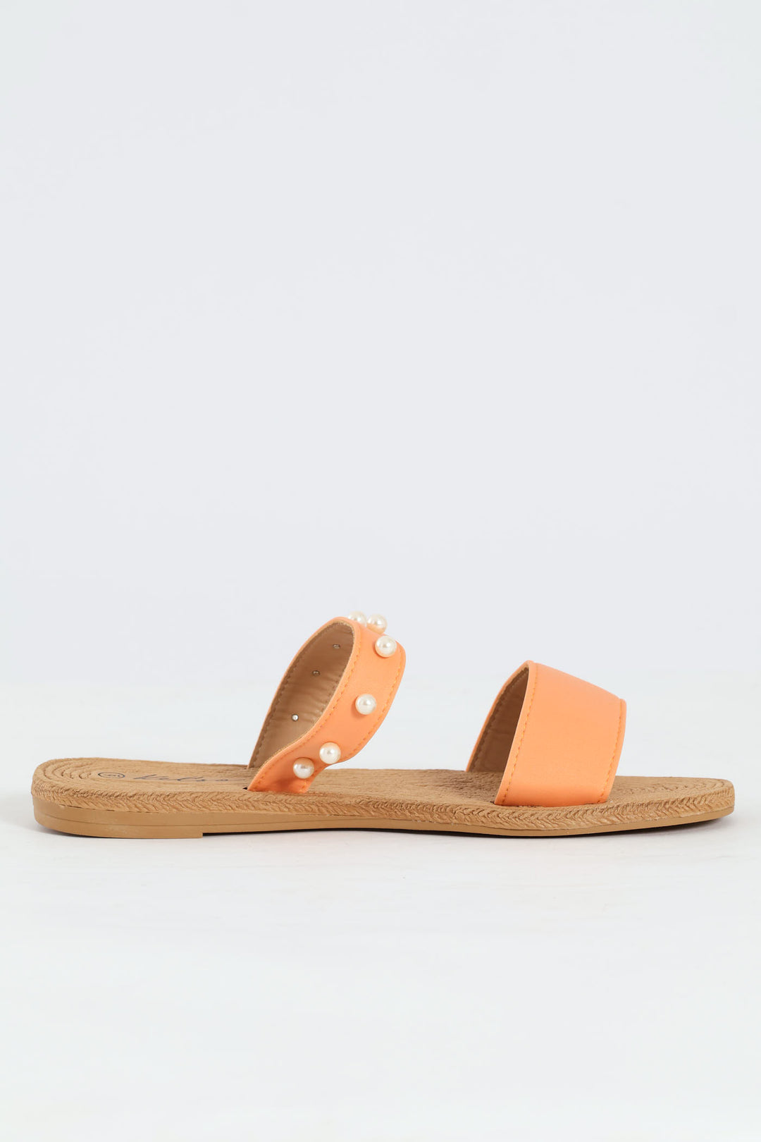 Small Pearl Detail Double Band Sandal - Peach
