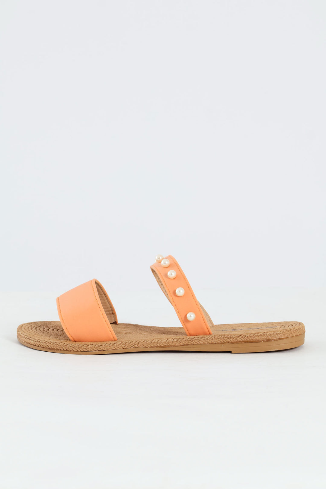 Small Pearl Detail Double Band Sandal - Peach