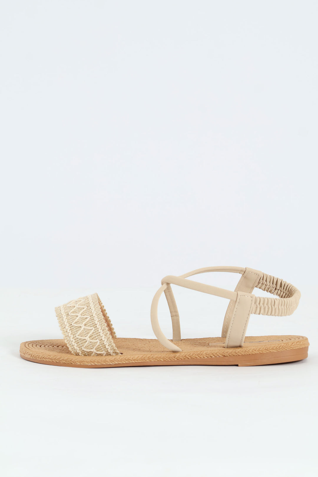 Diamond Print Elasticated Slingback Sandal  - Natural