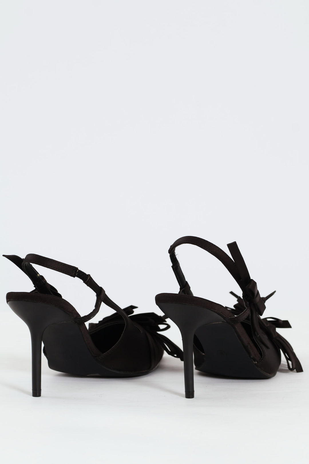 Multi Bow Slingback Stiletto Heel - Black