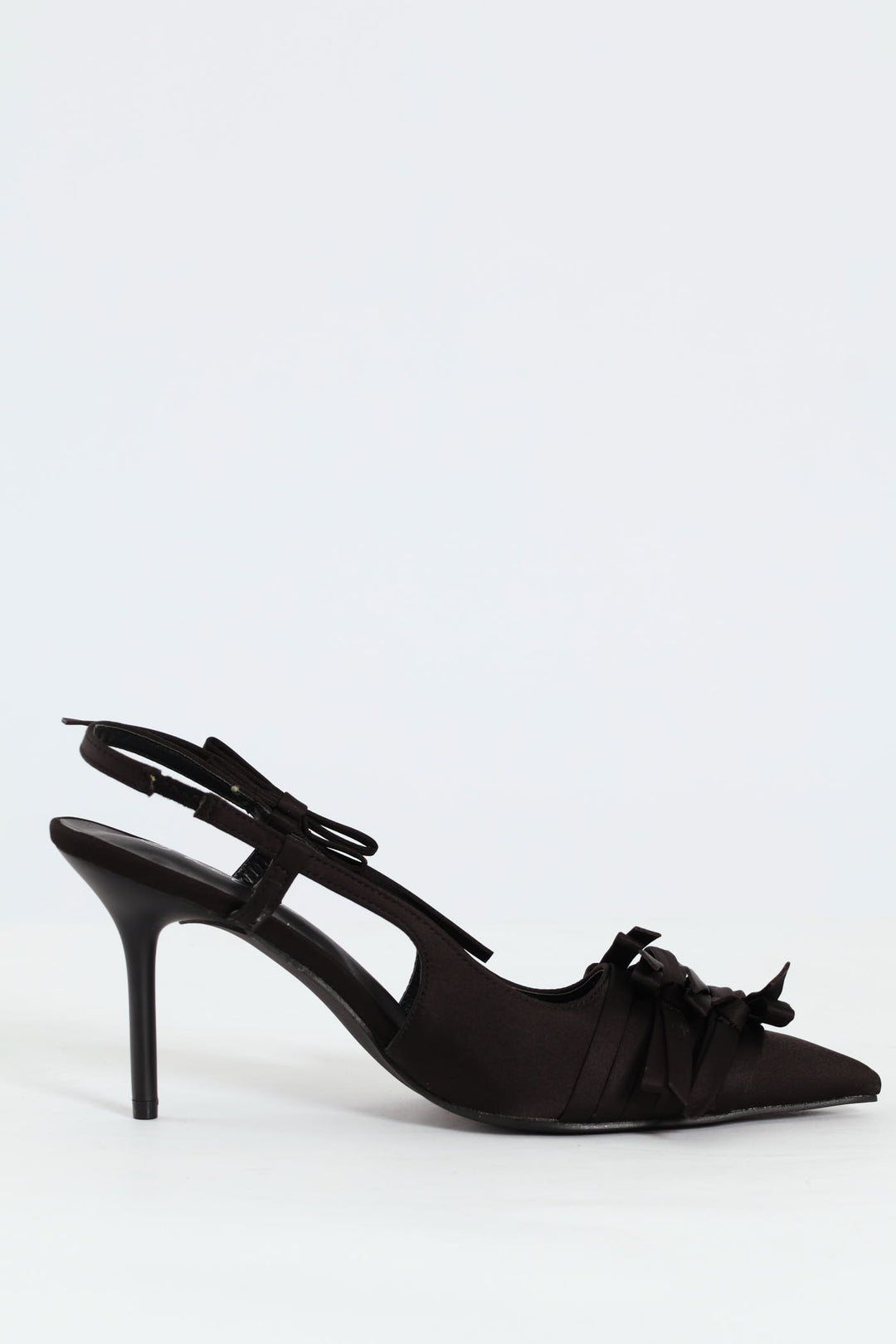Multi Bow Slingback Stiletto Heel - Black