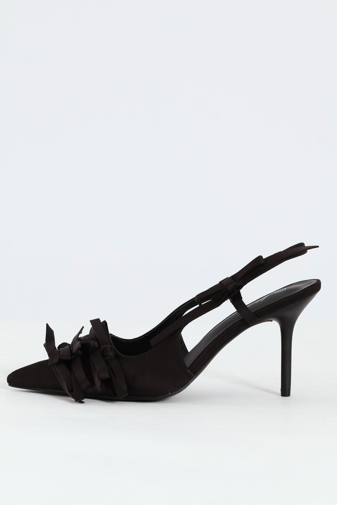 Multi Bow Slingback Stiletto Heel - Black
